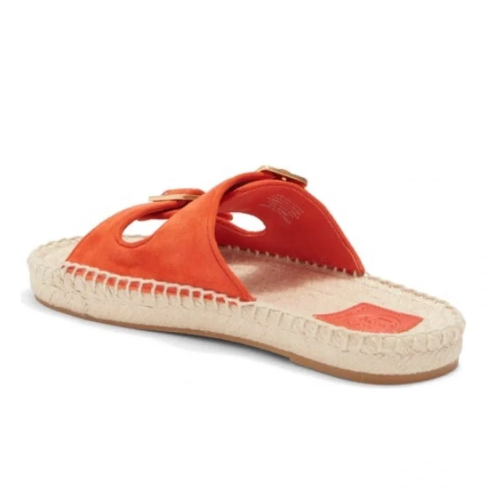 Tory Burch- Selby two Band Espadrille Slides, in “Bright Samba”